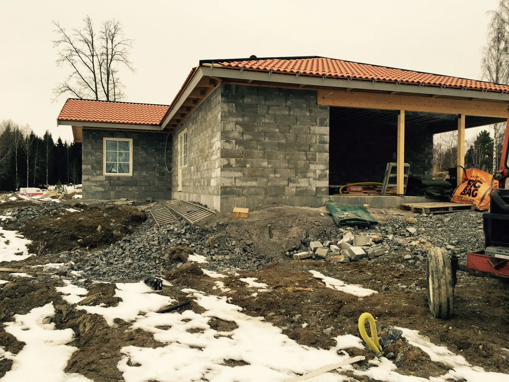 Villa under construction in Sweden with SMARTBLOCK masonry